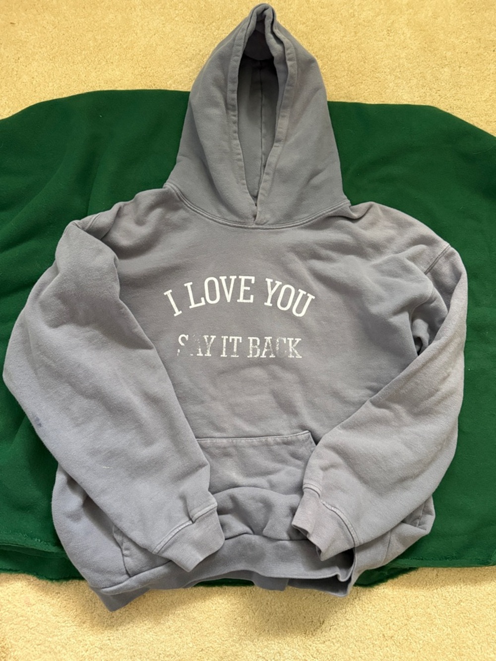 LONELY GHOST Gray Hoodie "I LOVE YOU SAY IT BACK"